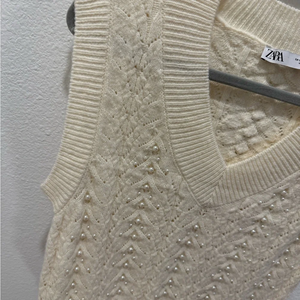 Zara Cream Cable Knit Sweater Vest - Picture 5 of 7